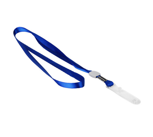 Шнурок для бейджа Deli, зажим на кнопке, длина 48.5 см, синий