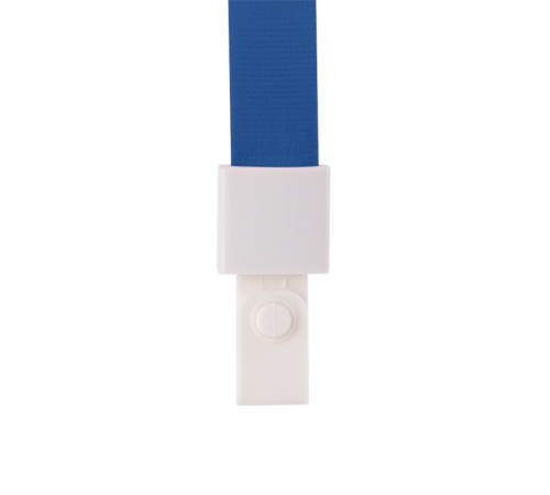 Шнурок для бейджа Deli, зажим на кнопки, длина 45 см, синий