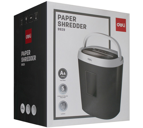 Шредер Deli, 4 уровень секретности, 17 литров, 5 листов