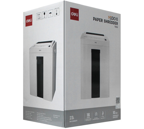 Шредер Deli, 4 уровень секретности, 23 литра, 16 листов