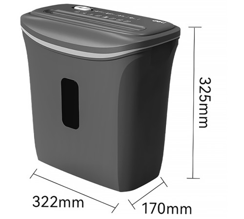 Шредер Deli, 4 уровень секретности (4х30мм), 6 листов, 12 литров, серый