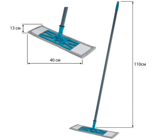 Швабра Vega, ручка 110 см, микрофибра, 40х10 см
