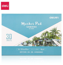 Скетчбук DELI для маркеров, А4, 30 л., 110 г/кв.м., жесткая подложка, на склейке