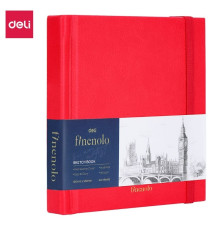 Скетчбук DELI "Finenolo ", 12 х 12 см, 40 л., 160 г/кв.м., красный