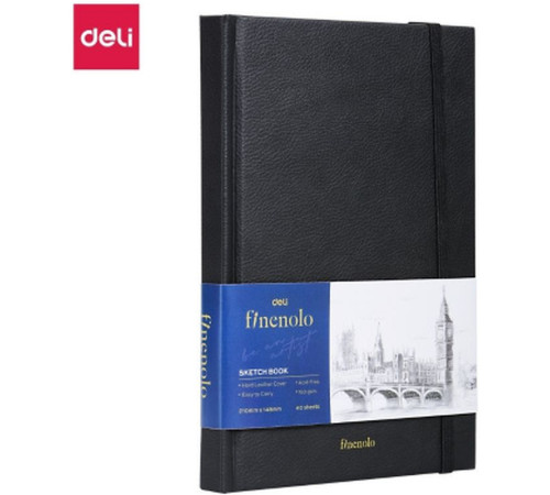 Скетчбук DELI "Finenolo ", А5, 40 л., 160 г/кв.м., черный