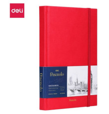 Скетчбук DELI "Finenolo ", А5, 40 л., 160 г/кв.м., красный
