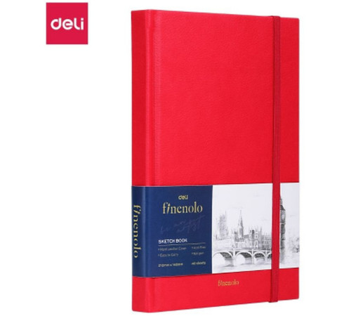 Скетчбук DELI "Finenolo ", А5, 40 л., 160 г/кв.м., красный