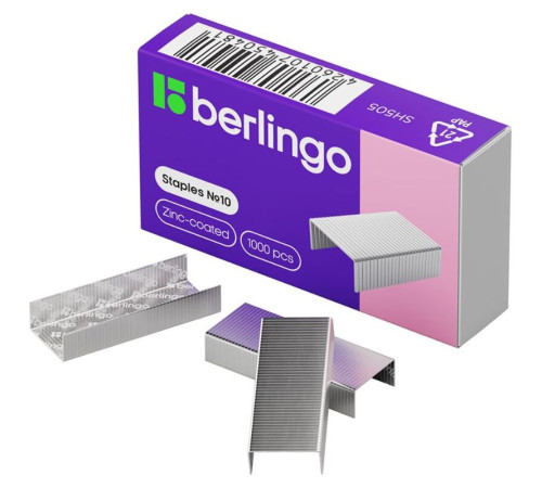 Скобы BERLINGO для степлера №10, 1000 шт/кор