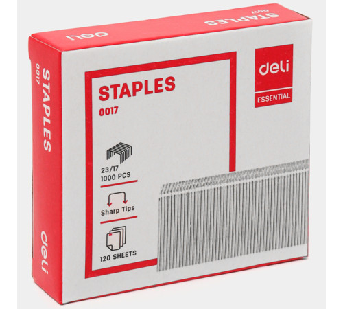 Скобы DELI для степлера №23/17 (130-160 листов) 1000 шт/кор