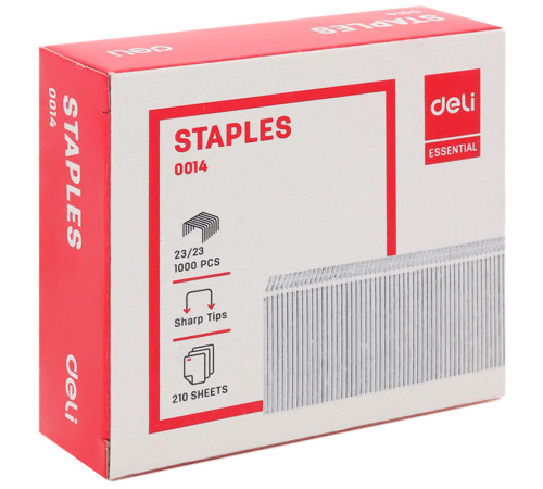 Скобы DELI для степлера №23/23 (240 листов) 1000 шт/кор