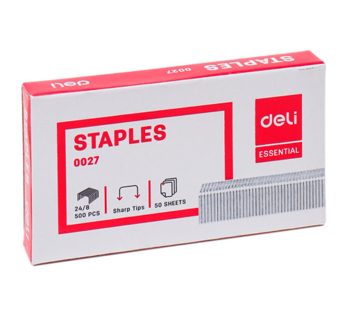 Скобы DELI для степлера №24/8 (50 листов) 500 шт/кор