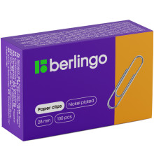 Скрепки BERLINGO 28 мм, никелированные, 100 шт/упак