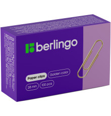 Скрепки BERLINGO 28 мм, золотистые, 100 шт/упак