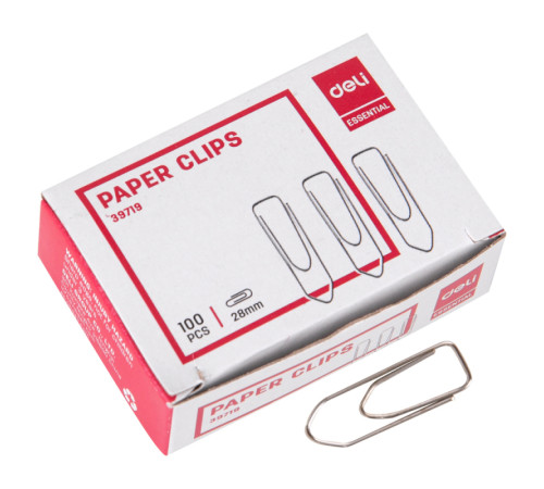 Скрепки DELI 28 мм, никелированные, 100 шт/упак