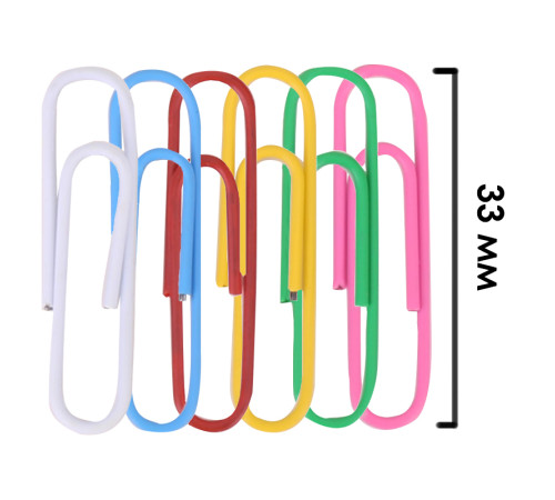 Скрепки DELI 33 мм, цветные, 100 шт/упак