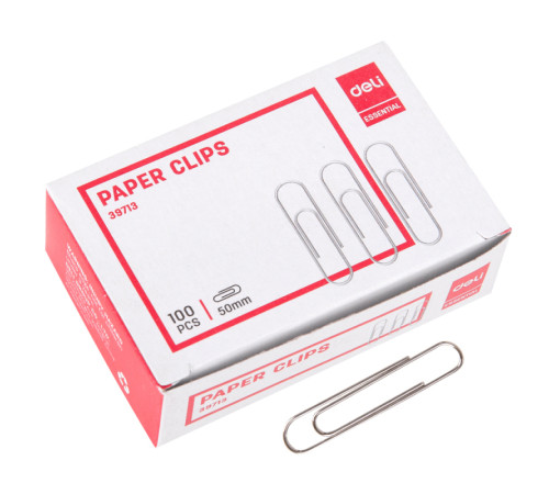 Скрепки DELI 50 мм, никелированные, 100 шт/упак