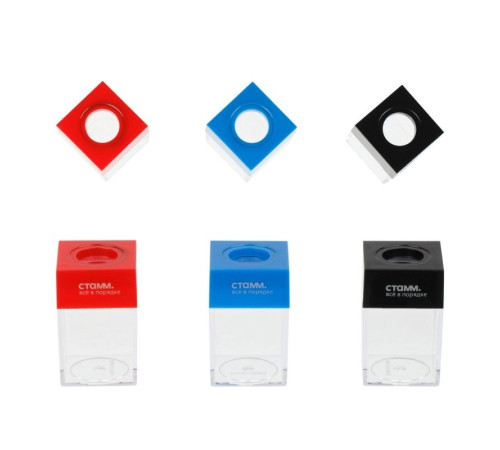 Скрепочница магнитная СТАММ, без скрепок, ассорти