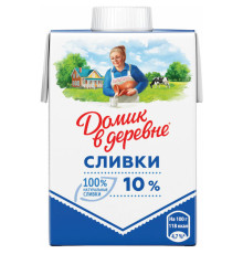 Сливки «Домик в деревне» стерилизованное 10%, 200 гр, картонная упаковка