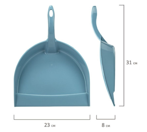 Совок для мусора IDEA, низкая ручка, ширина 23 см, пластик, серый/серо-голубой