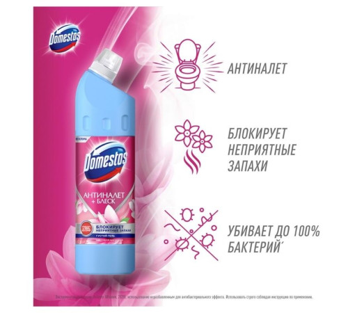 Средство чистящее универсальное Domestos "Антиналет+блеск. Цветущая магнолия", гель, без хлора, 750м