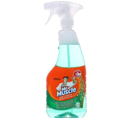 Средство для мытья стекол Мистер Мускул, с нашат.спиртом, триггер, 530 мл