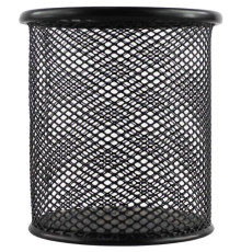 Стакан металлический BASY для пишущих принадлежностей, 9х9х8 см, круглый, черный