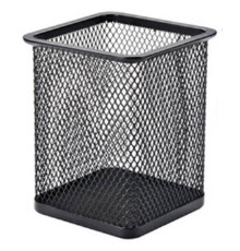 Стакан металлический BASY для пишущих принадлежностей, 9х9х8 см, квадратный, черный