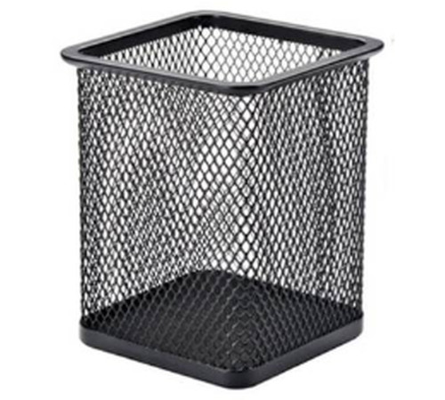 Стакан металлический BASY для пишущих принадлежностей, 9х9х8 см, квадратный, черный