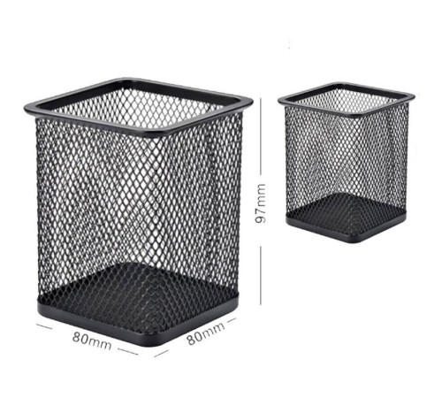 Стакан металлический BASY для пишущих принадлежностей, 9х9х8 см, квадратный, черный