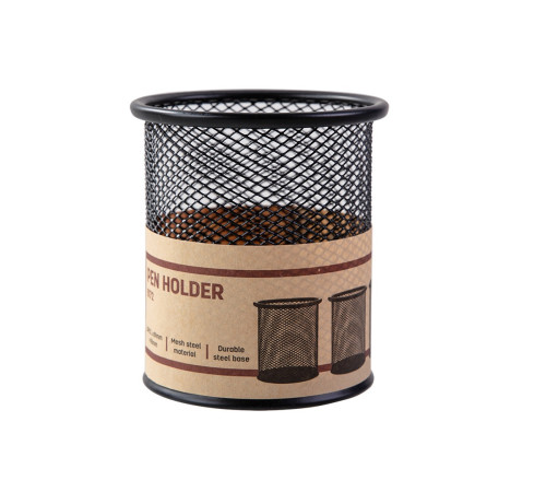 Стакан металлический DELI для пишущих принадлежностей, круглый, черный