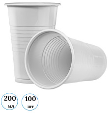 Стакан одноразовый для хол/гор воды, 200 мл, 100 шт/уп, белый