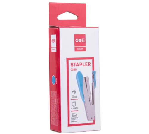 Степлер №10 DELI металлический, на 15 листов, ассорти 