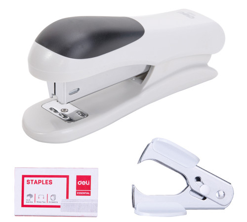 Степлер DELI до 20 листов + скобы + антистеплер в наборе,  ассорти