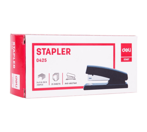 Степлер DELI "E0425" до 20 листов, пластиковый корпус, ассорти