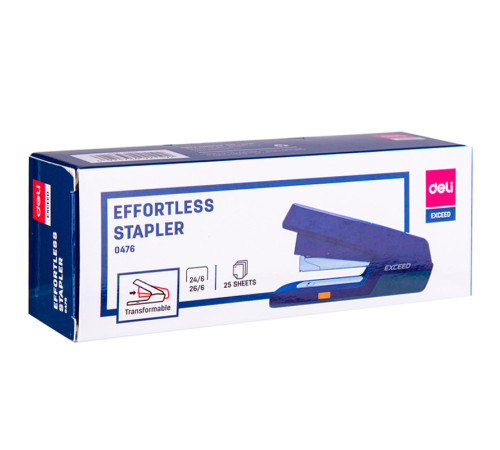Степлер DELI "E0476" до 25 листов, пластиковый корпус, синий 