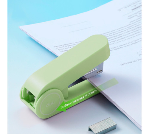 Степлер DELI "LonGreen" до 25 листов, пластиковый корпус, зеленый