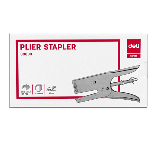 Степлер-плиер DELI "Е39803" металлический, до 25 листов, серебристый