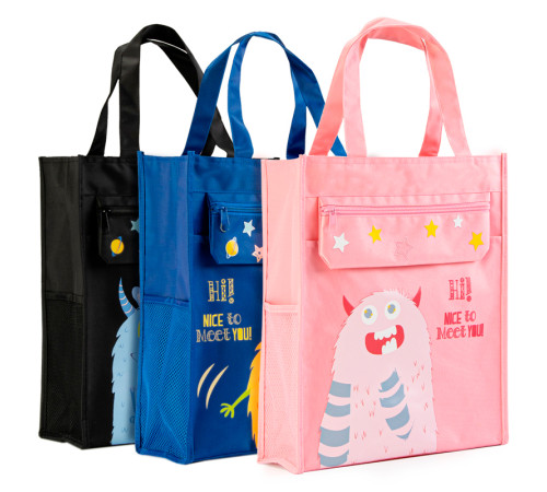 Сумка-шоппер DELI "Монстрики", 1 отделение, 330 x 185 x 125 мм, полиэстер, ассорти