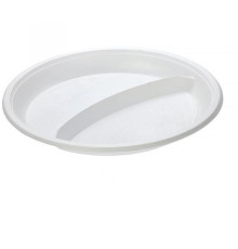 Тарелка одноразовая двухсекционная "Мистерия", пластиковая 210 мм, 100 штук в упаковке 
