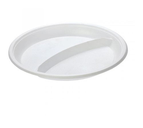 Тарелка одноразовая двухсекционная "Мистерия", пластиковая 210 мм, 100 штук в упаковке 