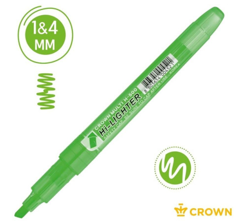 Текстовыделитель Crown "Multi Hi-Lighter", 1-4 мм, зеленый