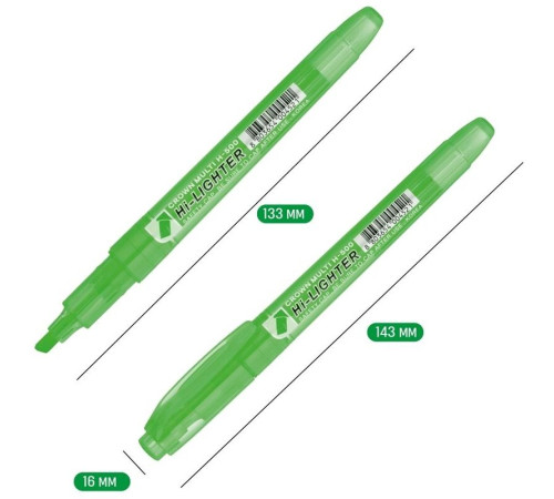 Текстовыделитель Crown "Multi Hi-Lighter", 1-4 мм, зеленый