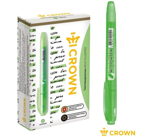 Текстовыделитель Crown "Multi Hi-Lighter", 1-4 мм, зеленый