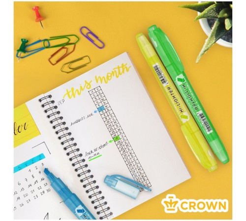 Текстовыделитель Crown "Multi Hi-Lighter", 1-4 мм, зеленый