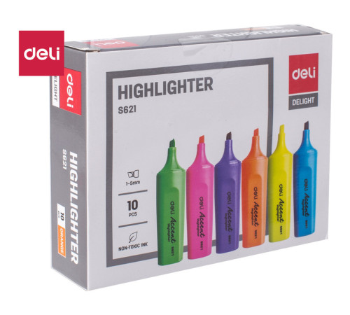 Текстовыделитель DELI "S621" 1-5 мм, оранжевый