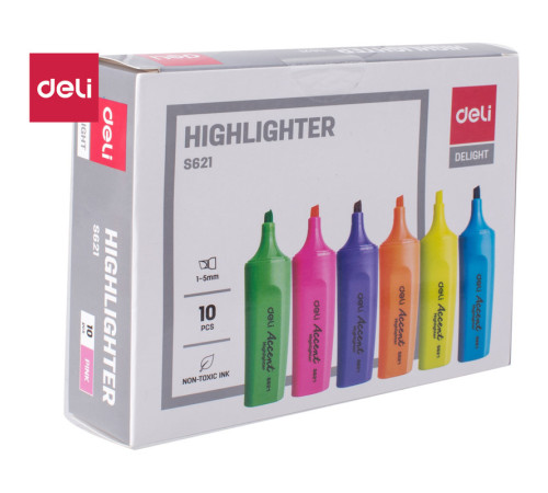 Текстовыделитель DELI "S621" 1-5 мм, розовый 