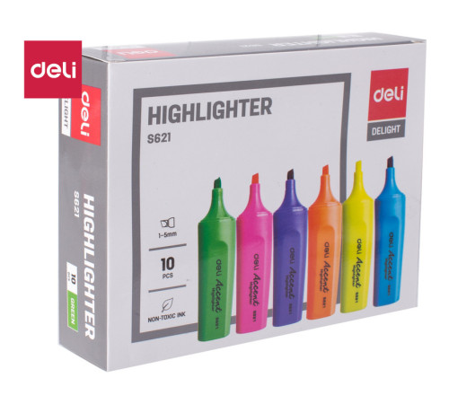 Текстовыделитель DELI "S621" 1-5 мм, зеленый