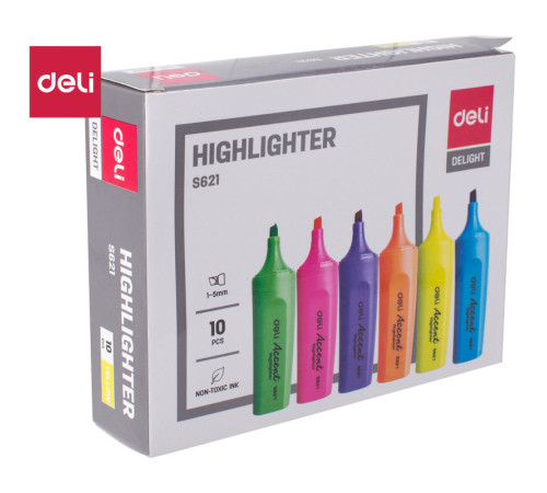 Текстовыделитель DELI "S621" 1-5 мм, желтый 