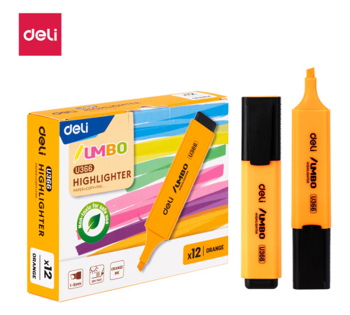 Текстовыделитель DELI "U366" 1-5 мм, оранжевый