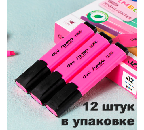 Текстовыделитель DELI "U366" 1-5 мм, розовый